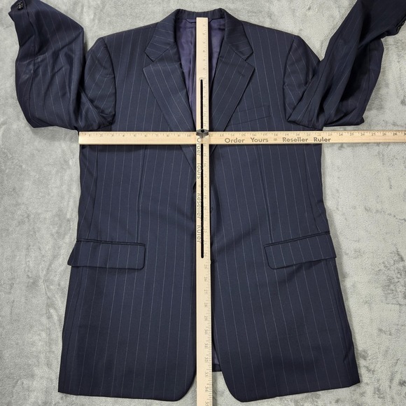 Hickey Freeman Blazer Mens 43 Long Loro‎ Piana Navy Blue Pinstripe Wool - Picture 11 of 16